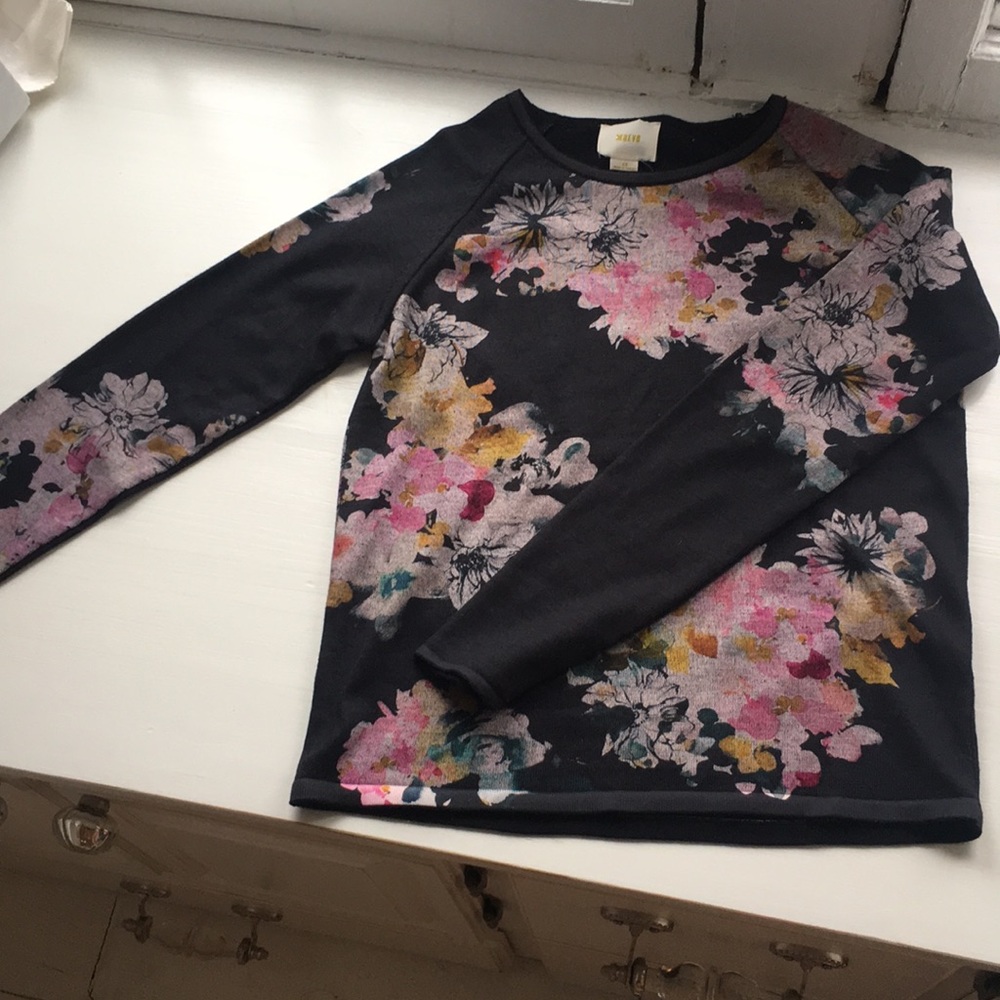 Anthropologie Navy Floral Sweater